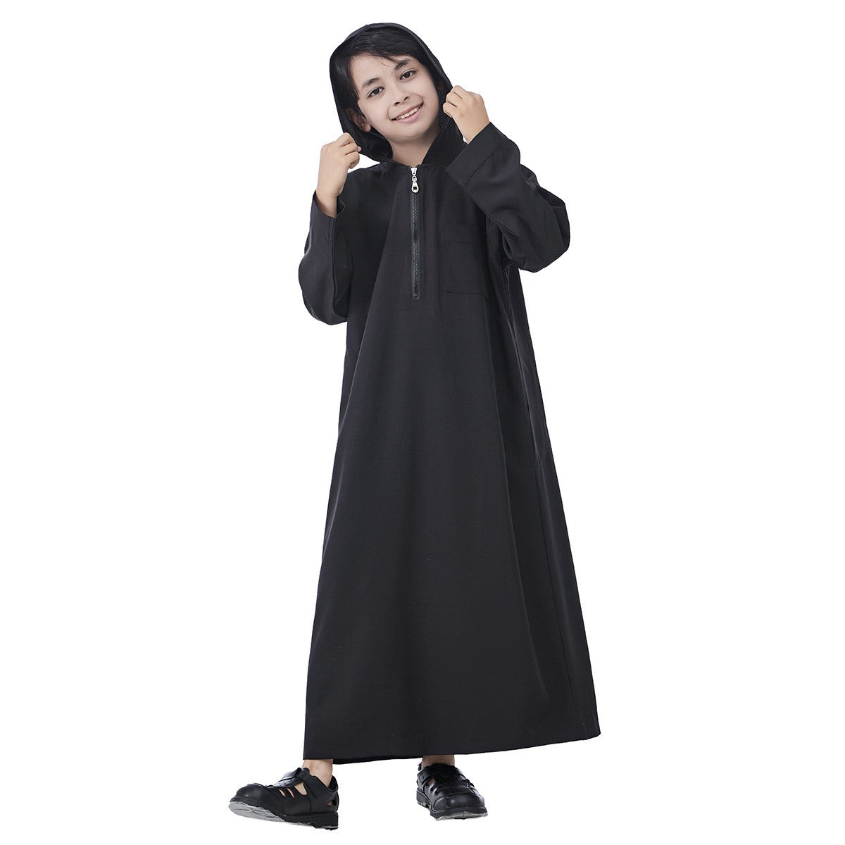 Muslim Arabic Child Boy Hooded Thobe Jubba Djellaba #26T891