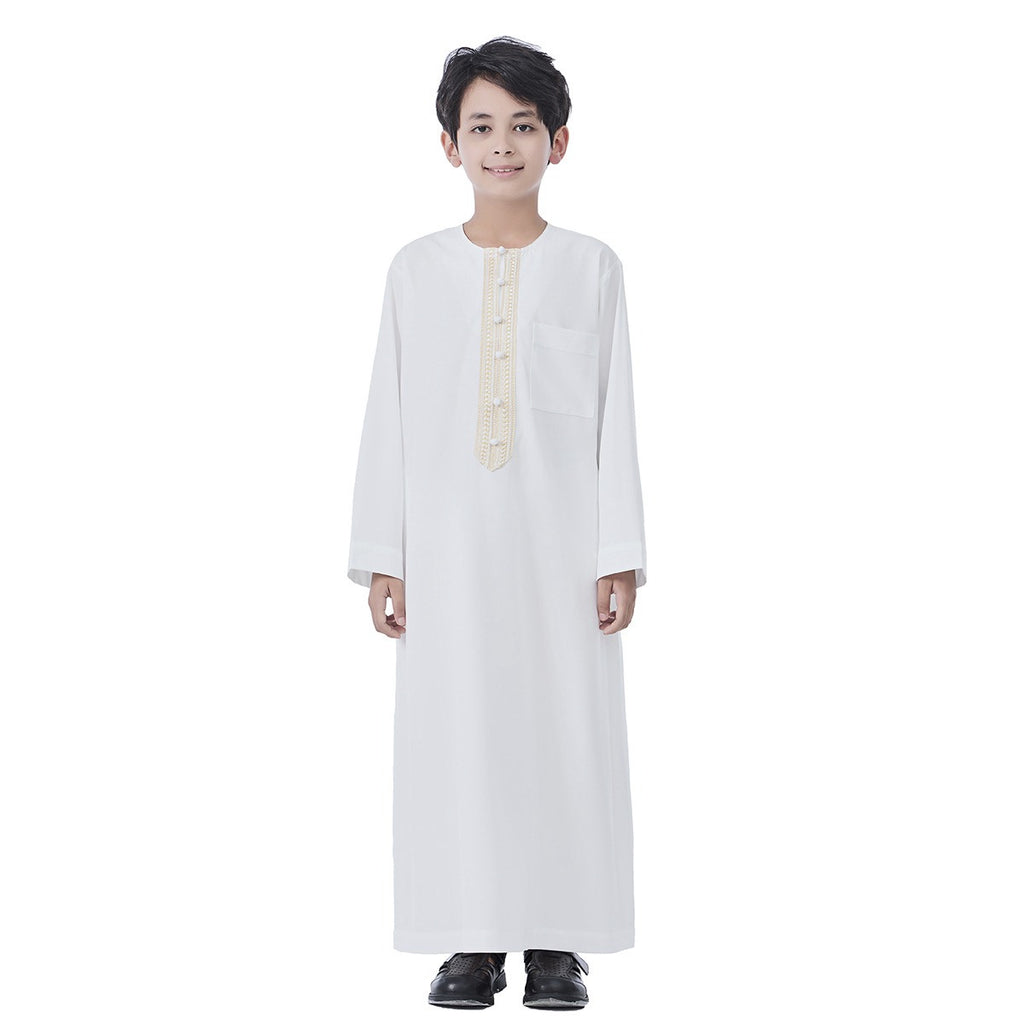 Middle East Arab Child Boy Thobe Thawb With Applique #26T889