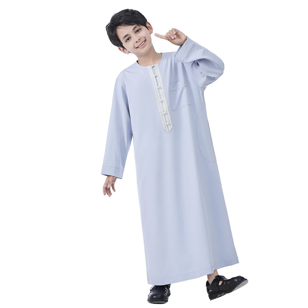 Middle East Arab Child Boy Thobe Thawb With Applique #26T889