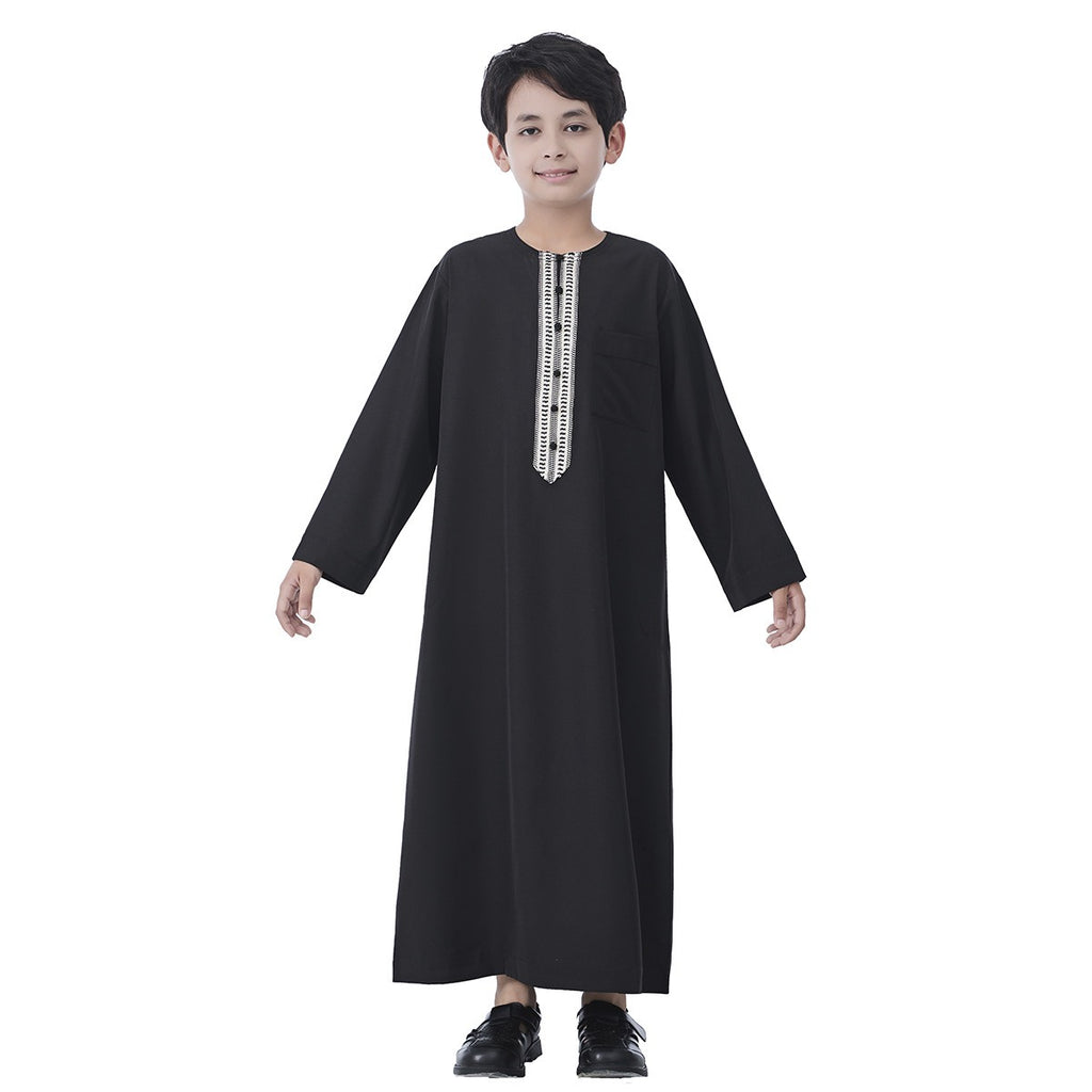 Middle East Arab Child Boy Thobe Thawb With Applique #26T889