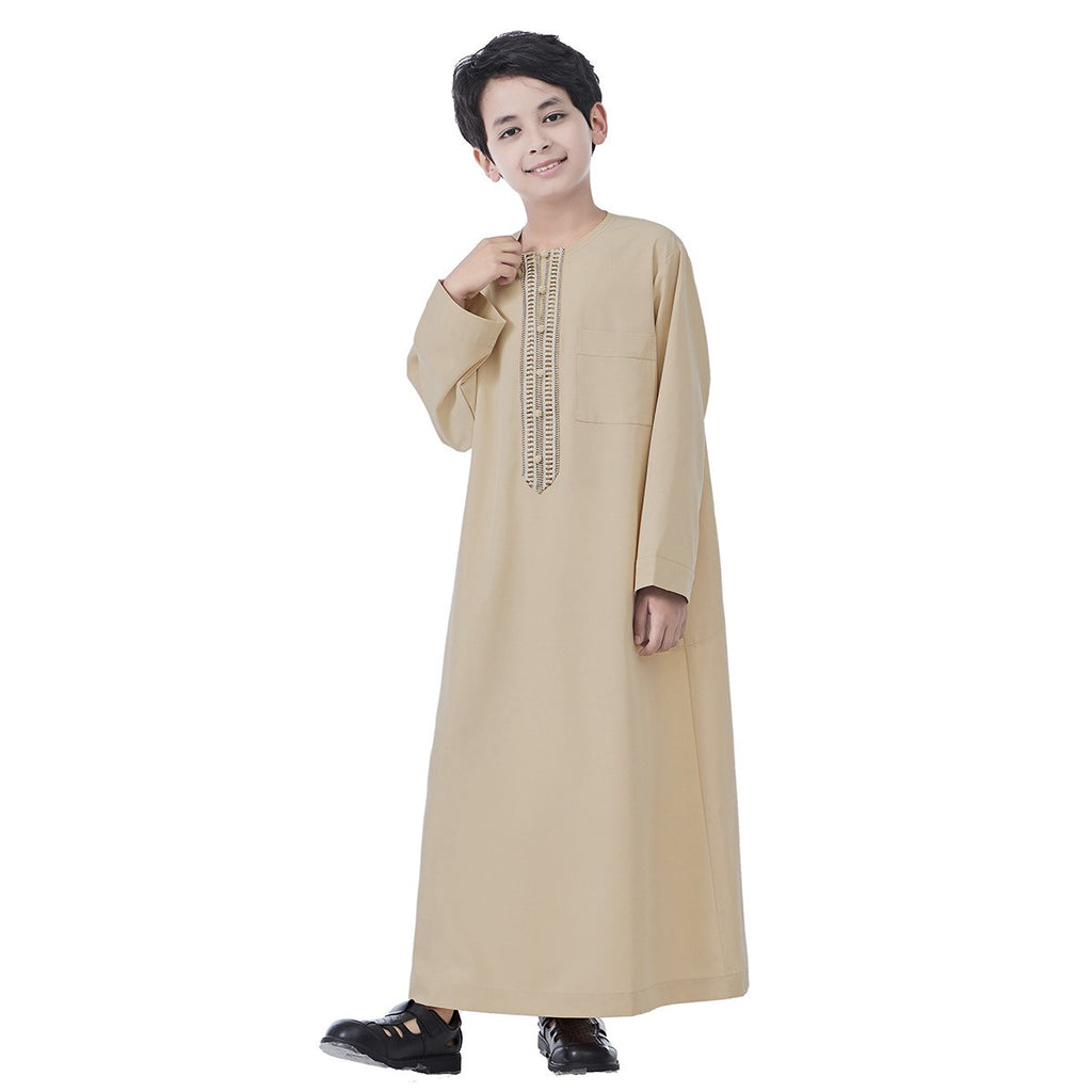Middle East Arab Child Boy Thobe Thawb With Applique #26T889