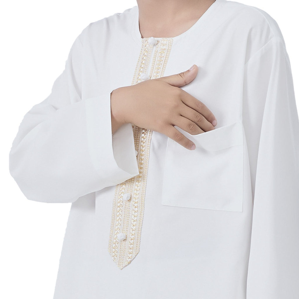 Middle East Arab Child Boy Thobe Thawb With Applique #26T889