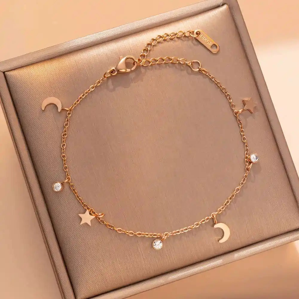 Moon And Star Bracelet With Box #UN968