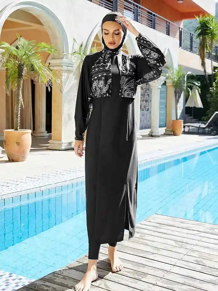 Maillot de bain musulman halal, ensemble 3 pièces, burkini, couverture intégrale, hijab, #2510449