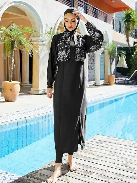 Maillot de bain musulman halal, ensemble 3 pièces, burkini, couverture intégrale, hijab, #2510449