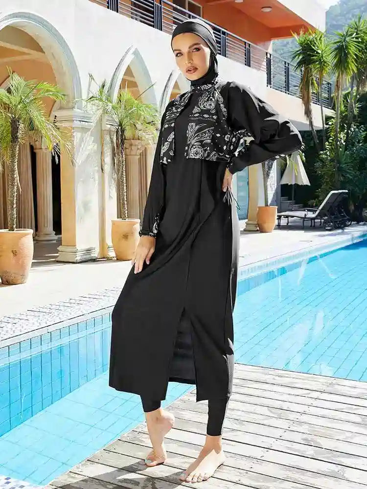 Maillot de bain musulman halal, ensemble 3 pièces, burkini, couverture intégrale, hijab, #2510449