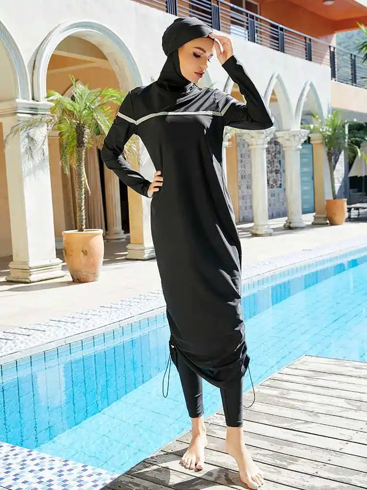 Maillot de bain islamique 3 pièces Burkini, Hijab, couverture intégrale, Halal, #2510454