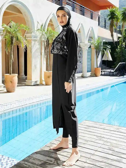 Maillot de bain musulman halal, ensemble 3 pièces, burkini, couverture intégrale, hijab, #2510449