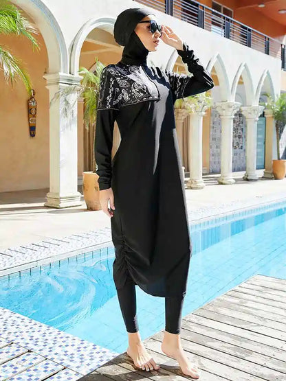 Ensemble 3 pièces Burkinis Maillot de bain islamique Halal Hijab Maillot de bain #2510455