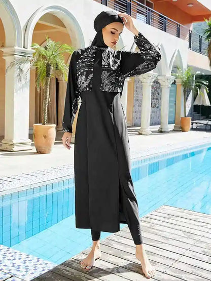 Maillot de bain musulman halal, ensemble 3 pièces, burkini, couverture intégrale, hijab, #2510449
