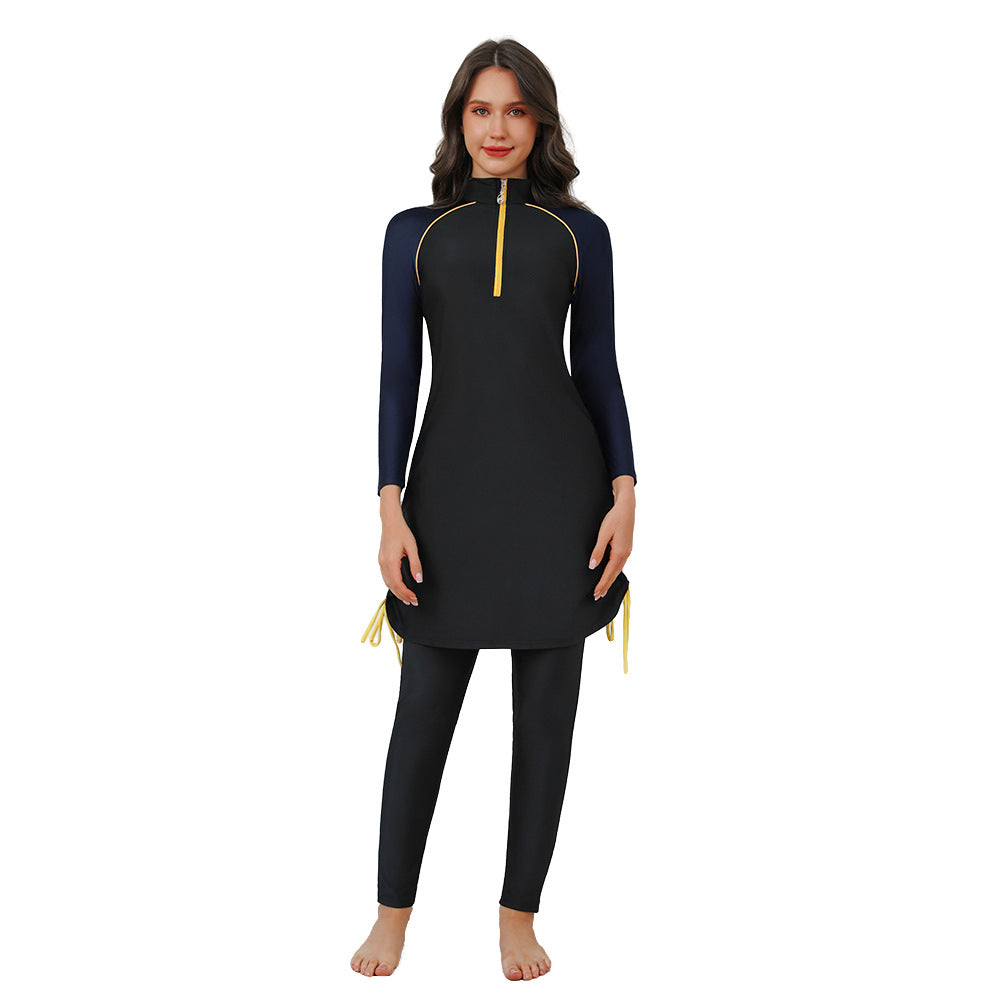 Muslim Burkini 3 Pieces Set Swimsuit Bathing Suit - Islamic Halal  Swimwear - Black - #26M032