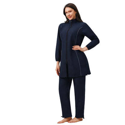 Muslim Burkinis 3 Pieces Set Swimsuit Bathing Suit - Islamic Halal  Swimwear - Black/Dark Blue - #26M038