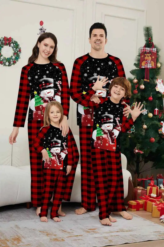 Ensemble pyjama de Noël assorti pour toute la famille, motif bonhomme de neige