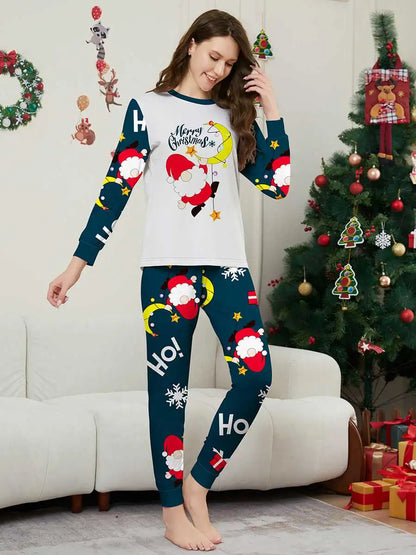 Ensemble pyjama de Noël assorti pour toute la famille, motif Père Noël mignon