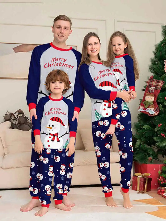 Pyjamas de Noël assortis pour toute la famille, motif bonhomme de neige