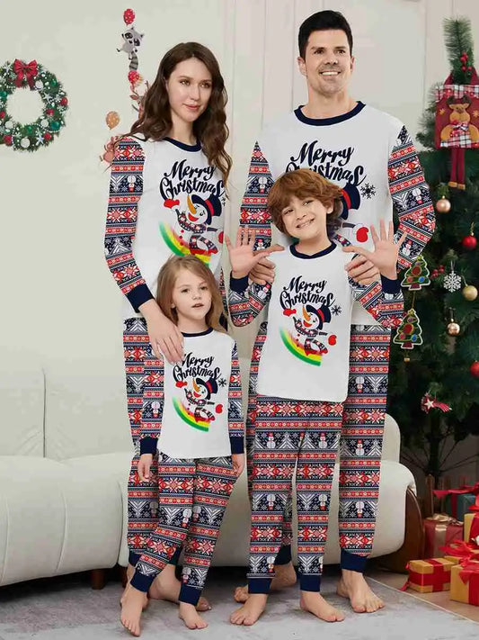 Ensembles de pyjamas de Noël assortis imprimés pour la famille Bonhomme de neige