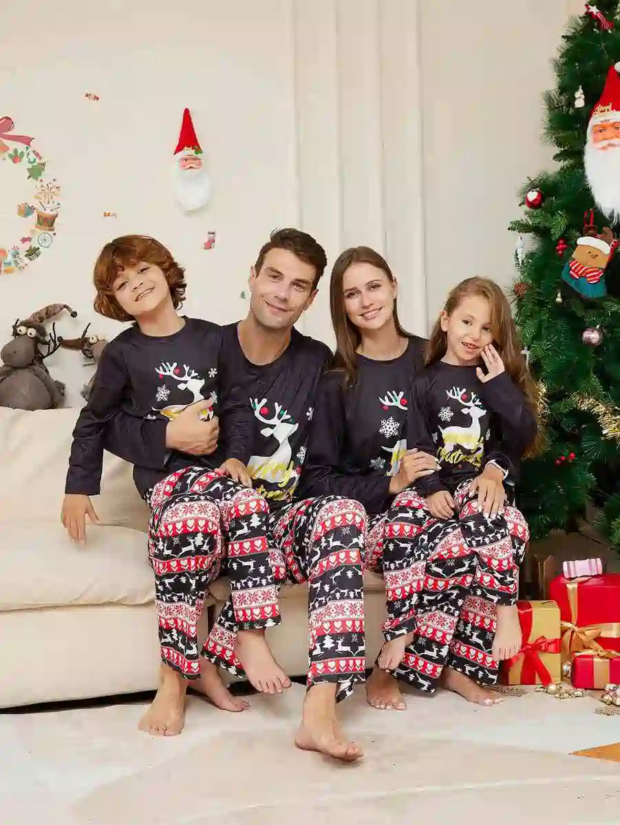 Ensemble pyjama de Noël assorti pour toute la famille, motif renne, #24303