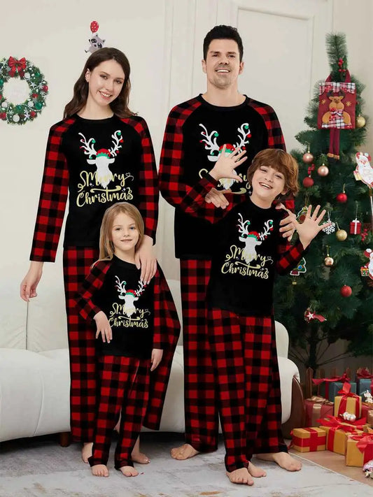 Ensembles de pyjamas de Noël à motif de renne, pyjamas assortis pour toute la famille