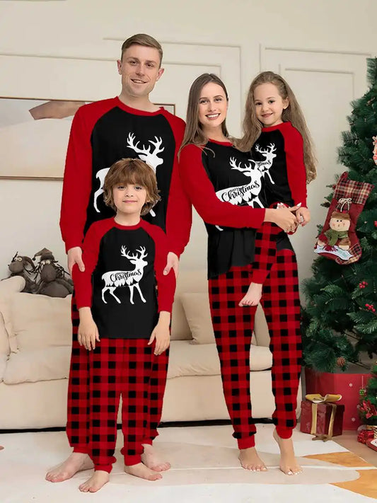 Ensemble pyjama de Noël assorti pour toute la famille, motif renne, #23806