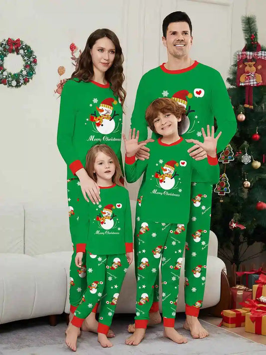 Pyjama de Noël assorti pour toute la famille, motif bonhomme de neige, vêtements de nuit, #242313