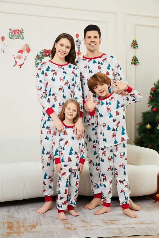 Ensemble pyjama de Noël assorti à imprimé renne pour toute la famille #24516