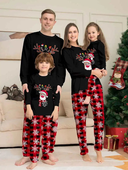 Ensembles de pyjamas de Noël assortis pour la famille Renne Neige