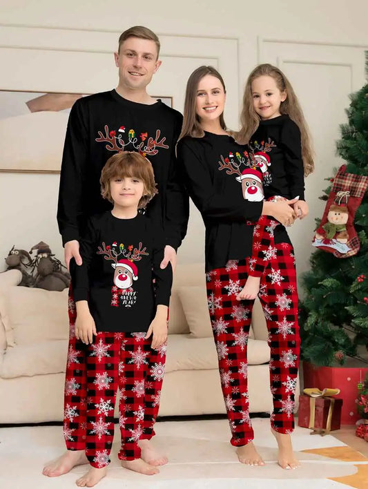 Ensembles de pyjamas de Noël assortis pour la famille Renne Neige