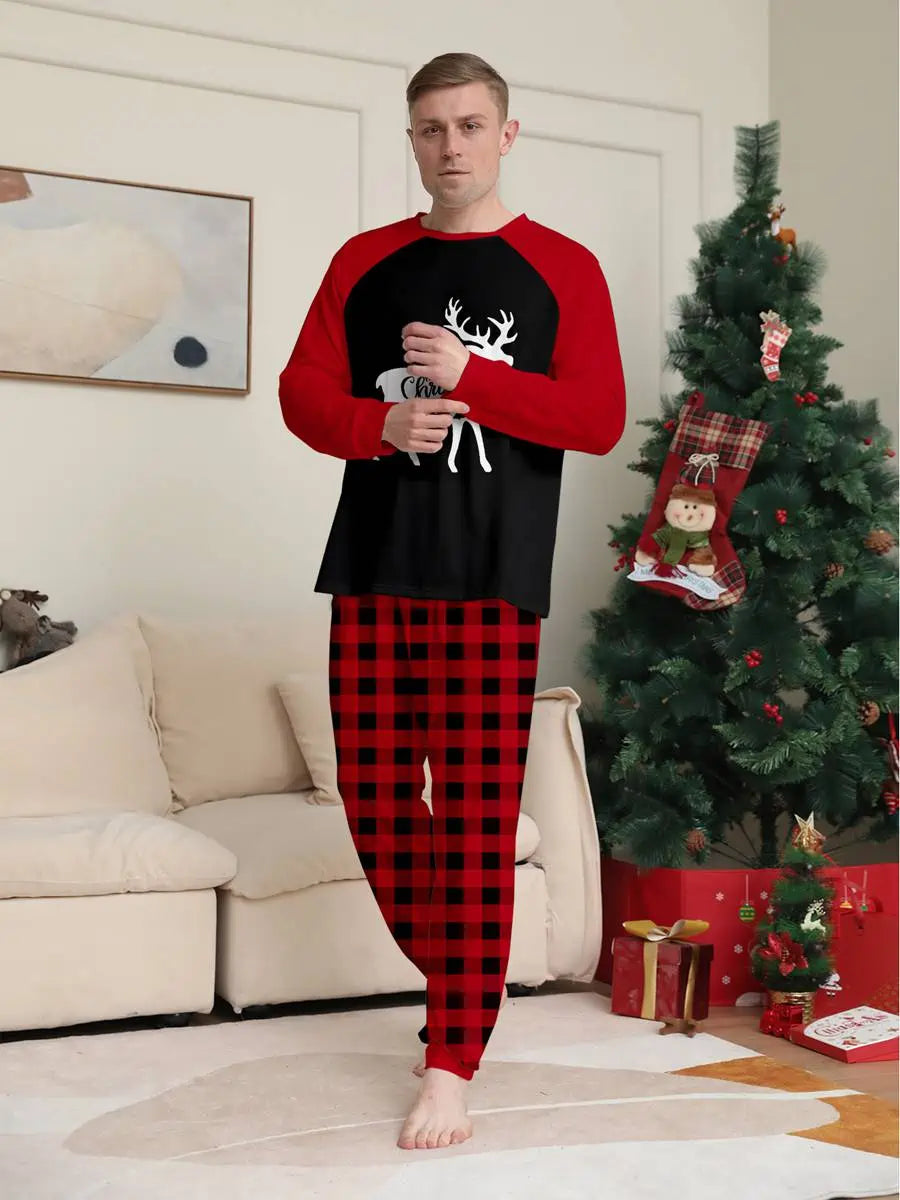 Ensemble pyjama de Noël assorti pour toute la famille, motif renne, #23806