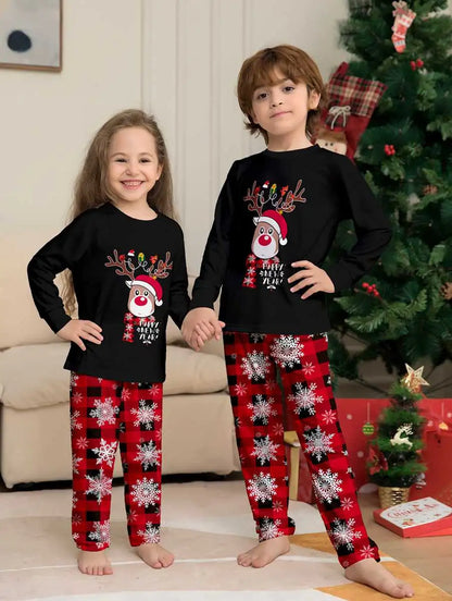 Ensembles de pyjamas de Noël assortis pour la famille Renne Neige