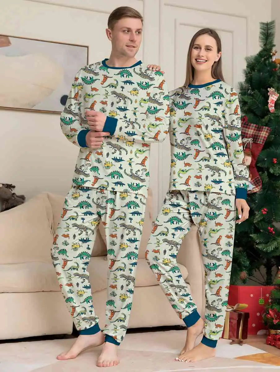 Pyjama de Noël assorti pour toute la famille, motif dinosaure