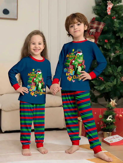 Pyjama de Noël familial assorti dinosaure