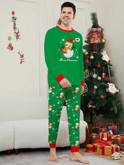 Pyjama de Noël assorti pour toute la famille, motif bonhomme de neige, vêtements de nuit, #242313