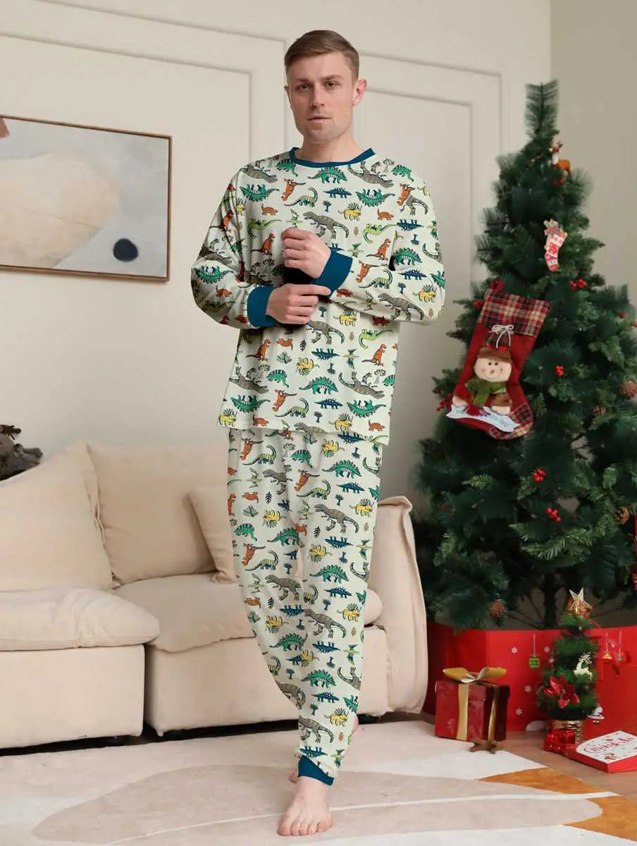 Pyjama de Noël assorti pour toute la famille, motif dinosaure