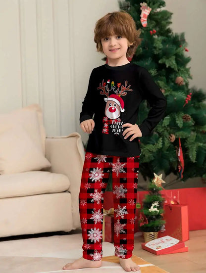 Ensembles de pyjamas de Noël assortis pour la famille Renne Neige