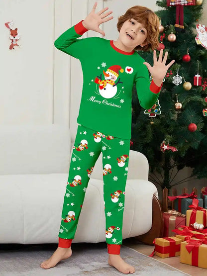 Pyjama de Noël assorti pour toute la famille, motif bonhomme de neige, vêtements de nuit, #242313