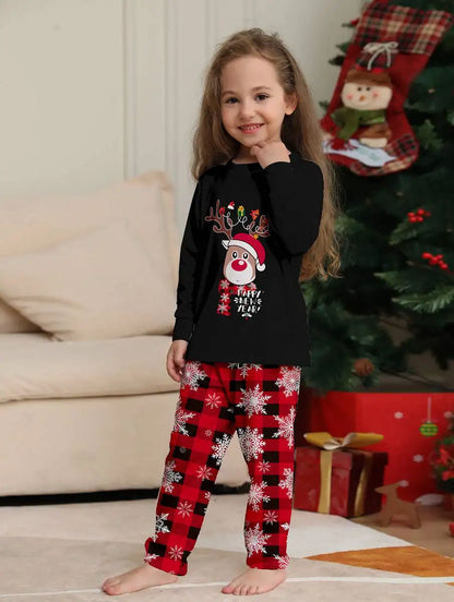 Ensembles de pyjamas de Noël assortis pour la famille Renne Neige