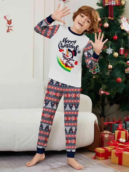 Ensembles de pyjamas de Noël assortis imprimés pour la famille Bonhomme de neige
