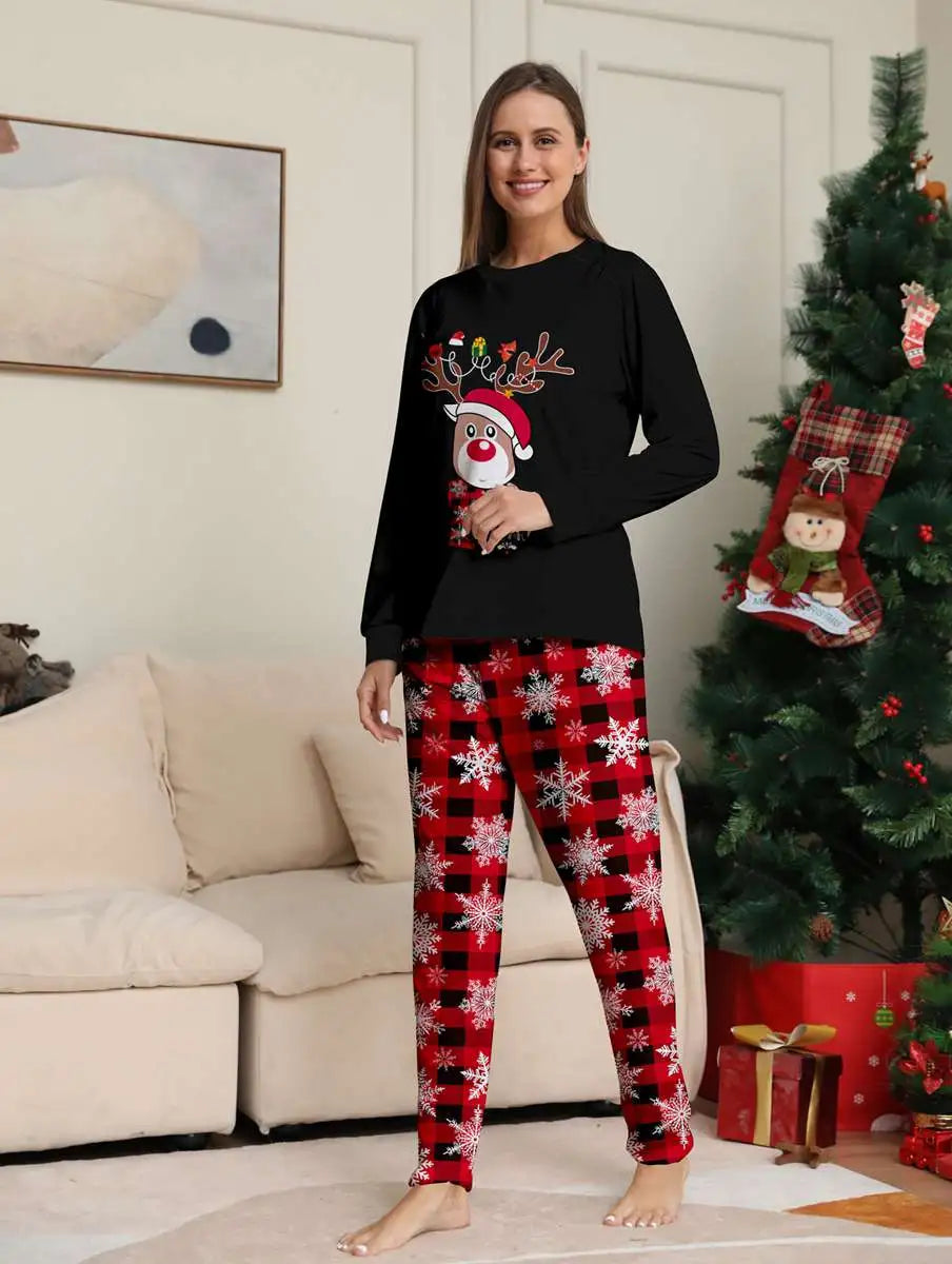 Ensembles de pyjamas de Noël assortis pour la famille Renne Neige