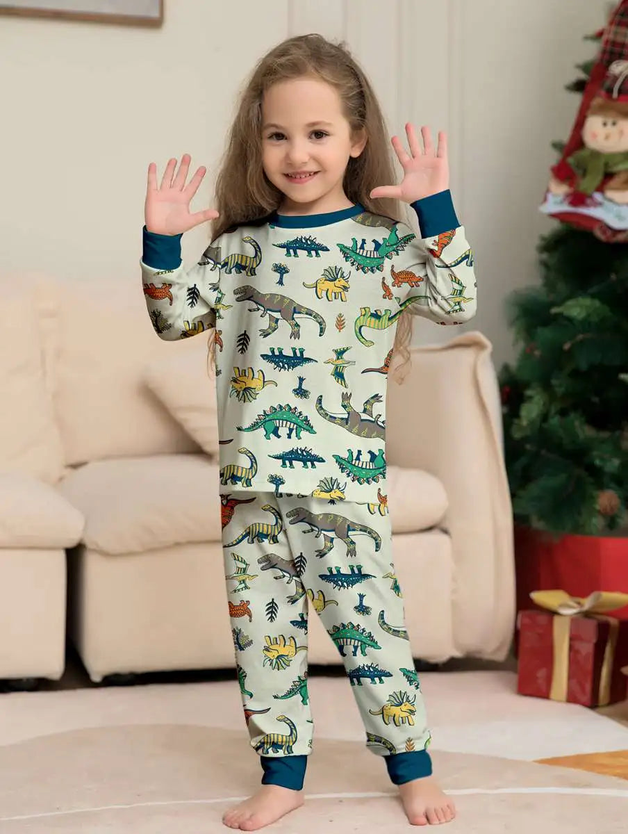 Pyjama de Noël assorti pour toute la famille, motif dinosaure