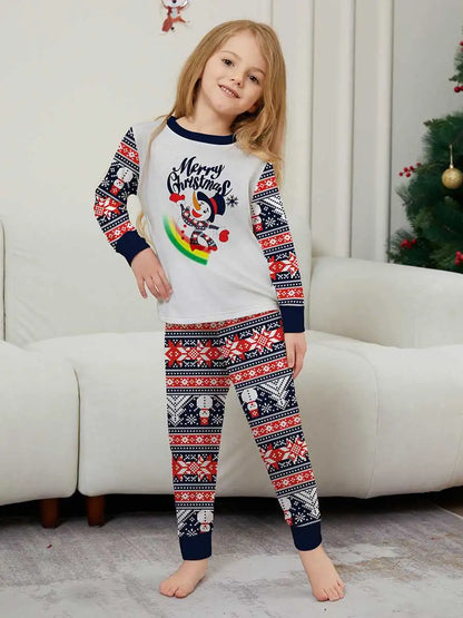 Ensembles de pyjamas de Noël assortis imprimés pour la famille Bonhomme de neige