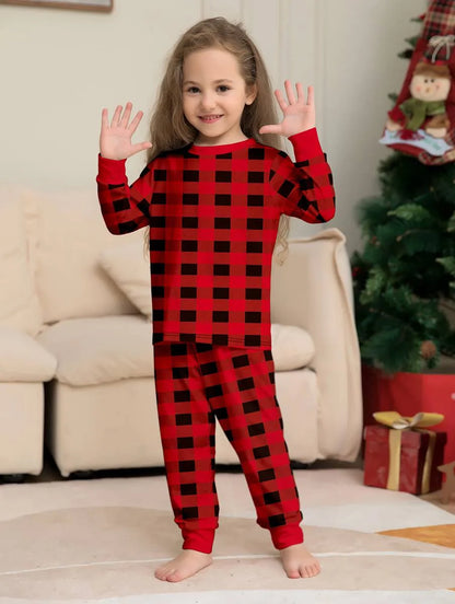 Ensemble pyjama familial assorti de Noël à carreaux #24317
