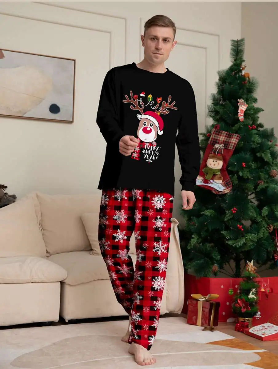 Ensembles de pyjamas de Noël assortis pour la famille Renne Neige