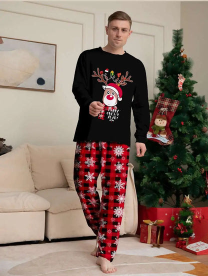 Ensembles de pyjamas de Noël assortis pour la famille Renne Neige