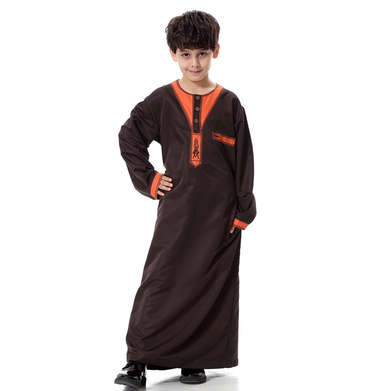 Thobe Thawb brodé arabe pour garçon musulman