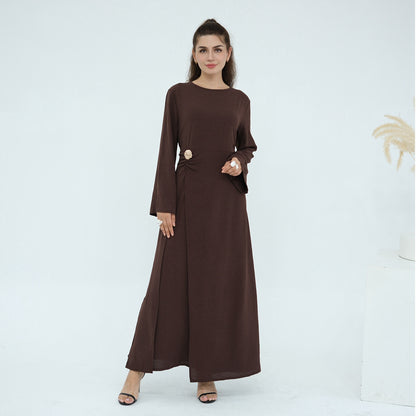 Robe abaya en crêpe avec ceinture à nouer sur le côté #251077