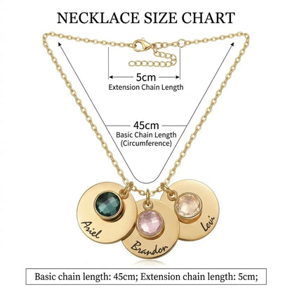 Custom Family Birthstone Multiple Name Necklace - Personalized Jewelry - Gold/Silver/Rose Gold - #26Q6