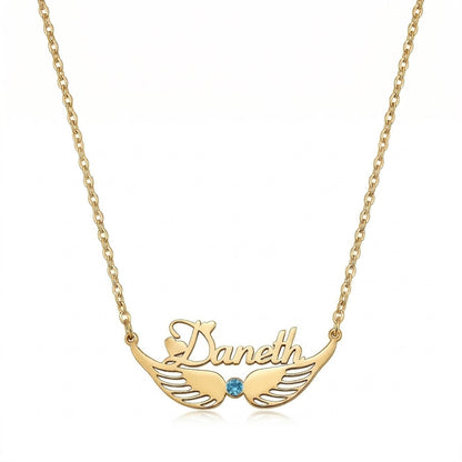 Custom Personalized Arabic & English Name Necklace With Birthstone #2ZX