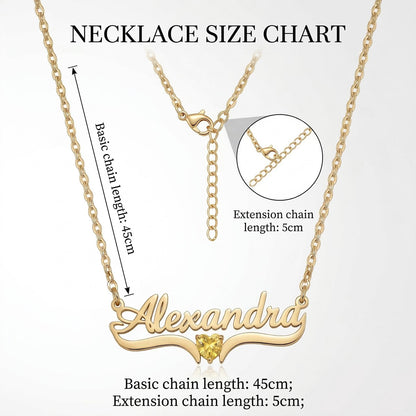 Custom Personalized Arabic & English Name Necklace With Birthstone #1ZX