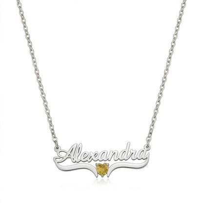 Custom Personalized Arabic & English Name Necklace With Birthstone #1ZX