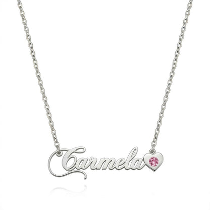 Custom Personalized Arabic & English Name Necklace With Birthstone #3ZX